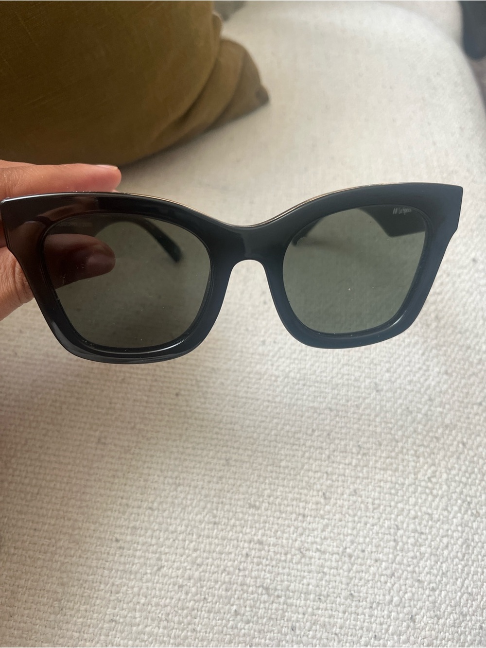 Le Specs Cat Eye Black Sunglasses with Gold Trim